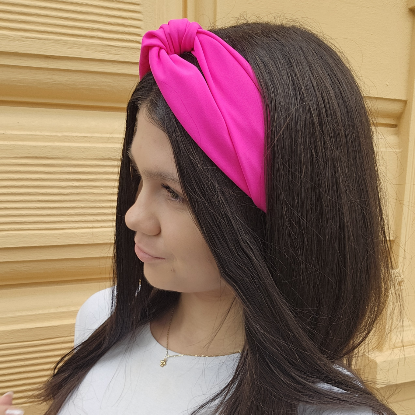 Růžová látková čelenka do vlasů RABIE3